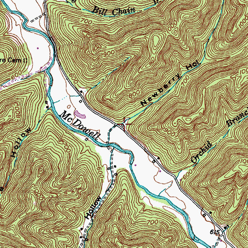 Topographic Map of Newberry Hollow, KY