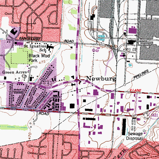 Topographic Map of Newburg, KY
