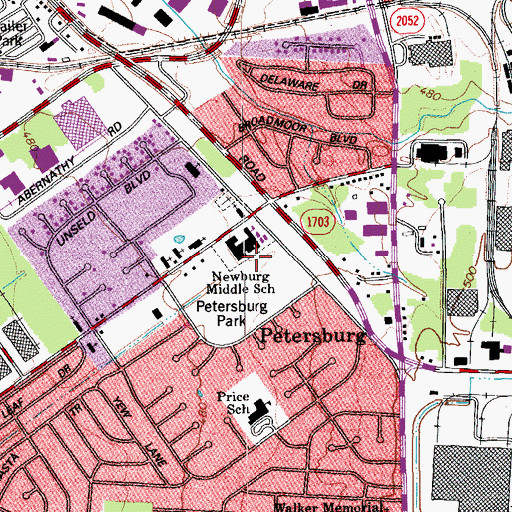 Topographic Map of Newburg School, KY