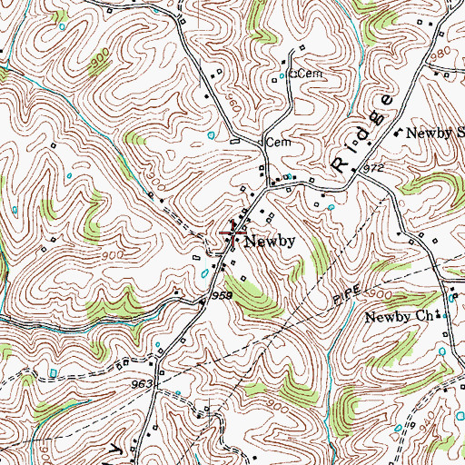Topographic Map of Newby, KY
