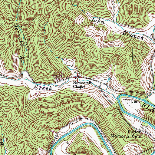 Topographic Map of Newcomb Chapel, KY