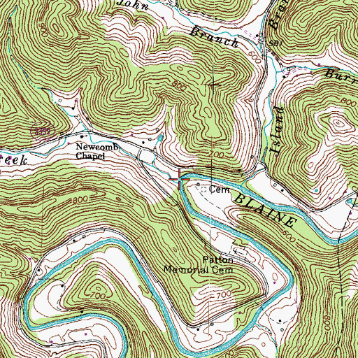 Topographic Map of Newcomb Creek, KY