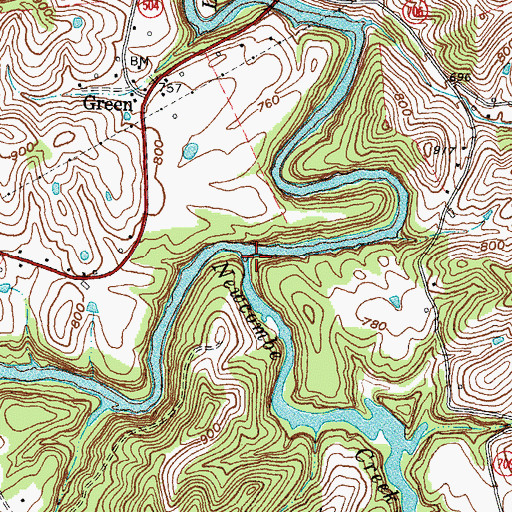 Topographic Map of Newcombe Creek, KY