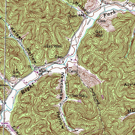 Topographic Map of Newcombe Hollow, KY