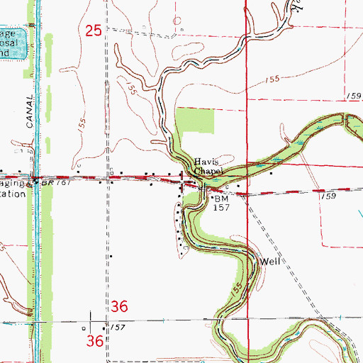 Topographic Map of Havis Chapel, AR