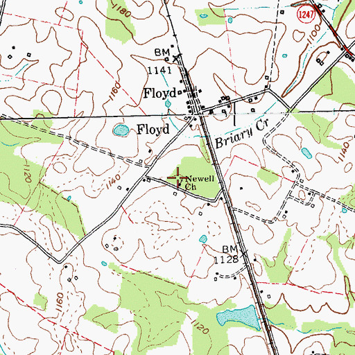 Topographic Map of Newell Church, KY