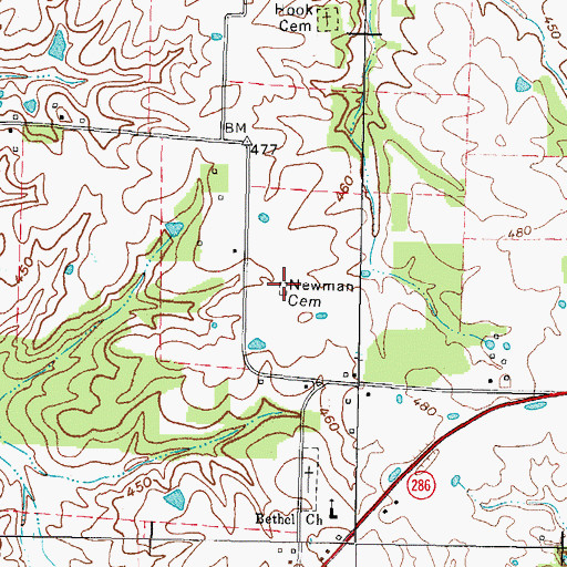Topographic Map of Newman Cemetery, KY