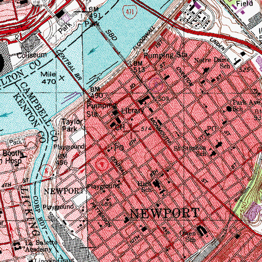 Topographic Map of Newport, KY