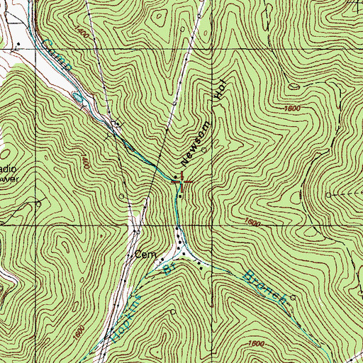 Topographic Map of Newsom Hollow, KY