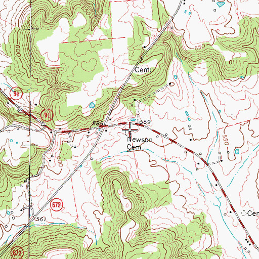 Topographic Map of Newson Cemetery, KY