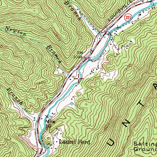 Topographic Map of Newton Branch, KY