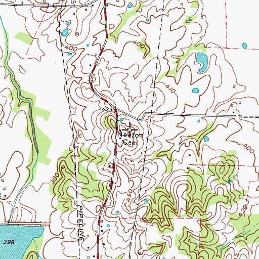 Topographic Map of Newton Cemetery, KY
