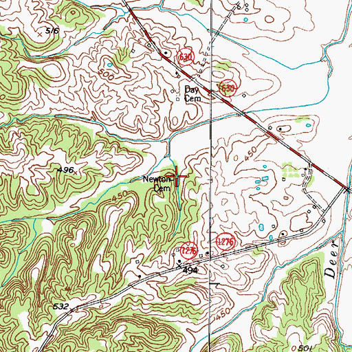 Topographic Map of Newton Cemetery, KY