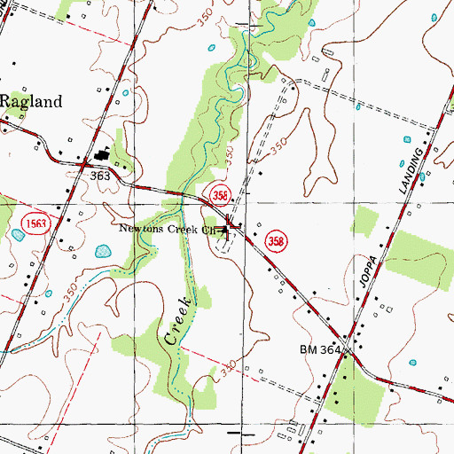 Topographic Map of Newtons Creek Church, KY