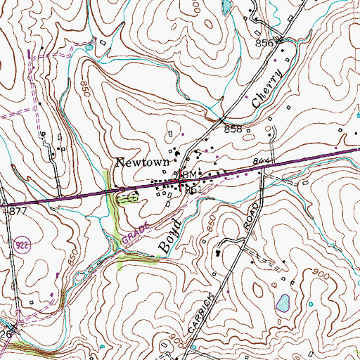 Topographic Map of Newtown, KY