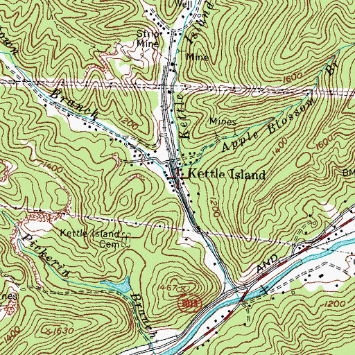 Topographic Map of Newtown Branch, KY