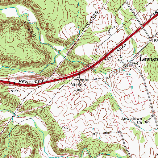 Topographic Map of Nichols Cemetery, KY