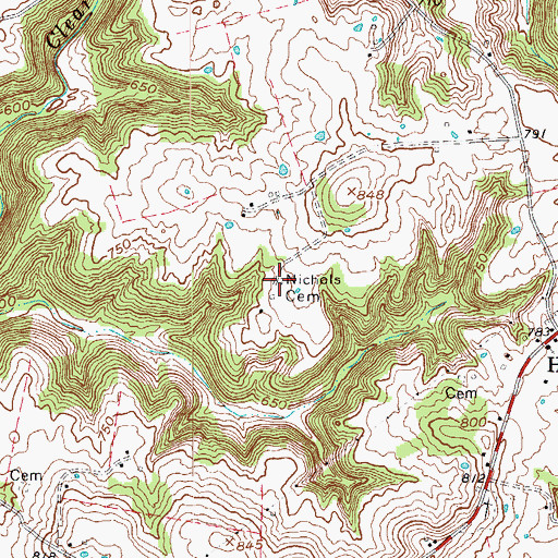 Topographic Map of Nichols Cemetery, KY