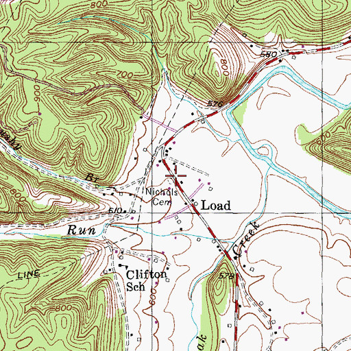 Topographic Map of Nichols Cemetery, KY