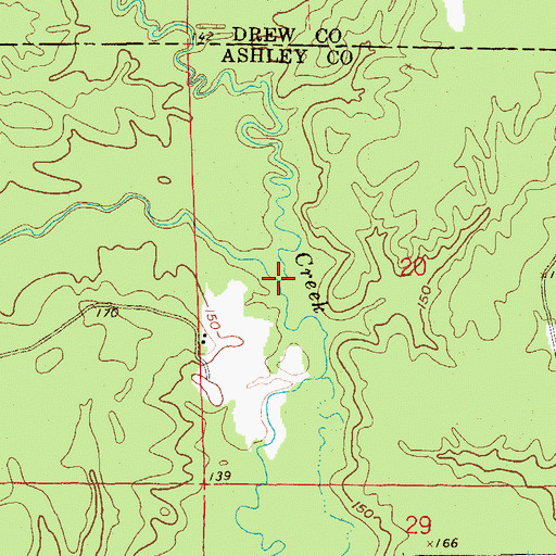 Topographic Map of Haw Creek, AR