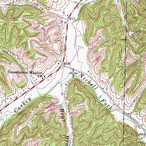Topographic Map of Nickell Fork, KY
