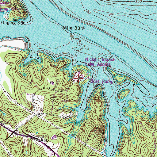 Topographic Map of Nickell Point Recreation Area, KY