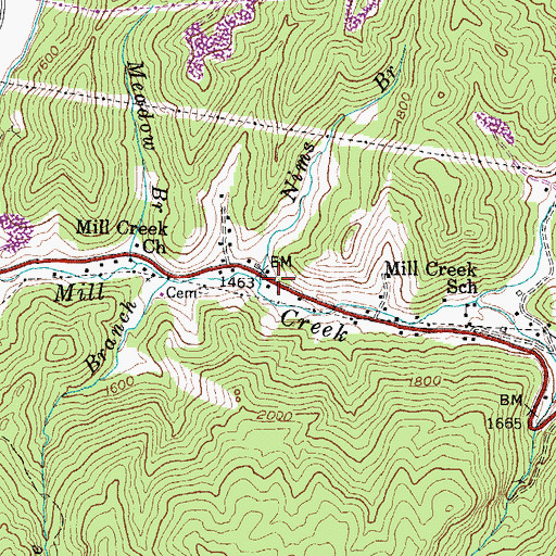 Topographic Map of Nims Branch, KY