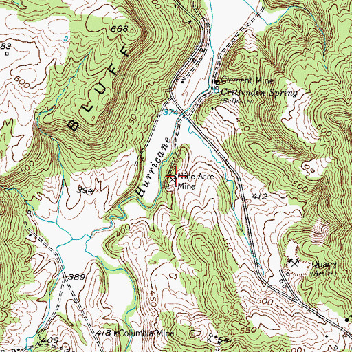 Topographic Map of Nine Acre Mine, KY
