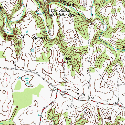 Topographic Map of Noe Cemetery, KY