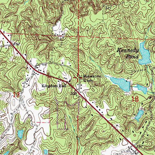 Topographic Map of Hawkins Cemetery, AR