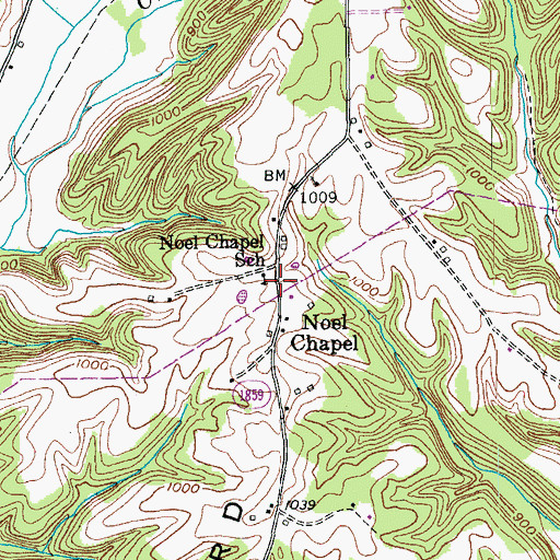 Topographic Map of Noel Chapel School, KY