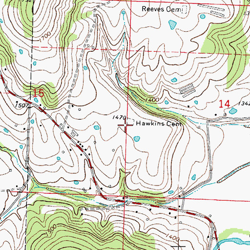 Topographic Map of Hawkins Cemetery, AR