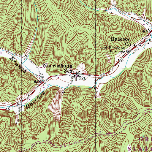 Topographic Map of Nonchalanta School, KY