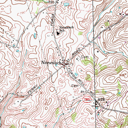 Topographic Map of Nonesuch, KY