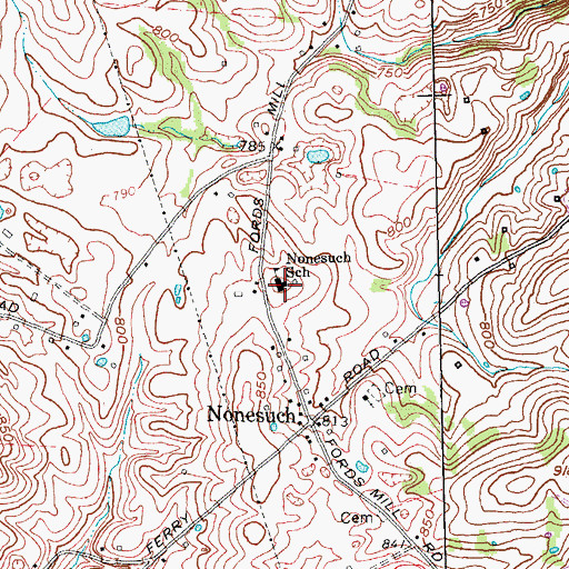 Topographic Map of Nonesuch School, KY