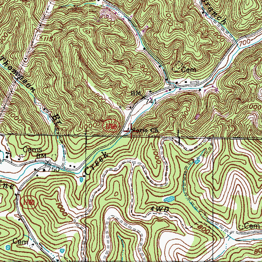 Topographic Map of Noris Church, KY