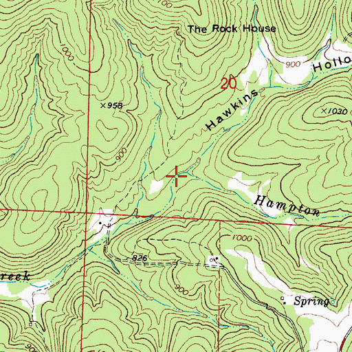 Topographic Map of Hawkins Hollow, AR