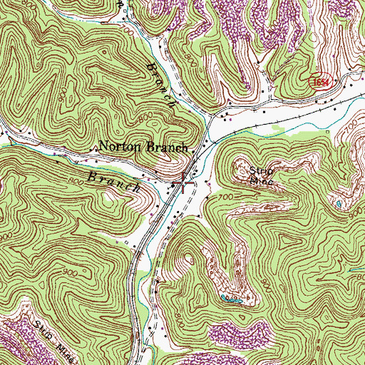 Topographic Map of Norton Branch, KY