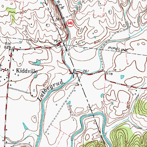 Topographic Map of North Branch Lulbegrud Creek, KY