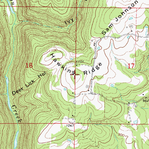 Topographic Map of Hawkins Ridge, AR