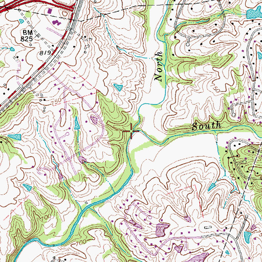 Topographic Map of North Fork Currys Fork, KY
