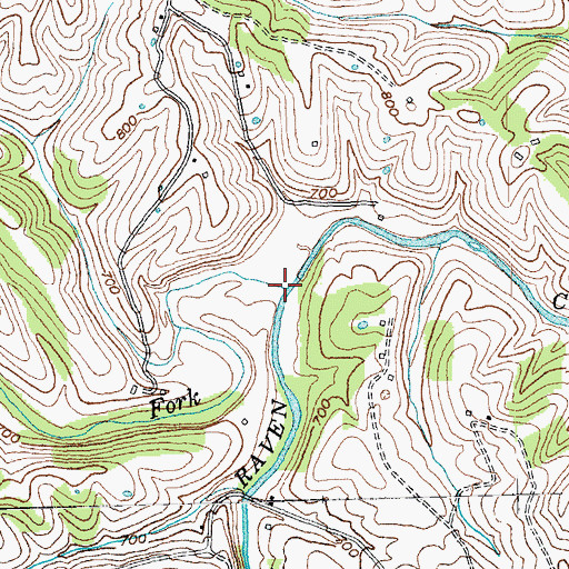 Topographic Map of North Fork Raven Creek, KY