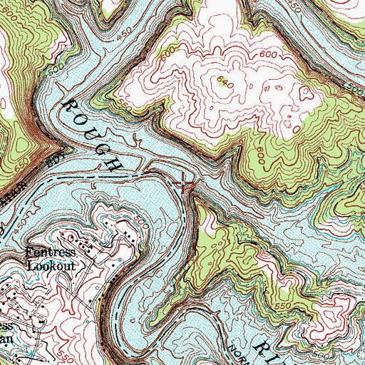 Topographic Map of North Fork Rough River, KY