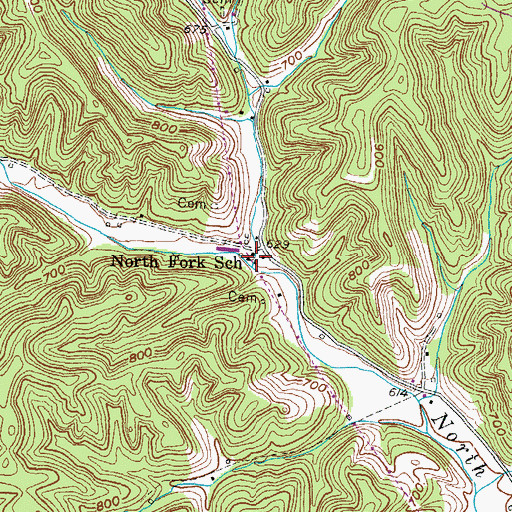 Topographic Map of North Fork School, KY
