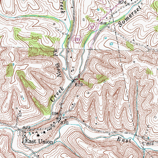 Topographic Map of North Fork Somerset Creek, KY