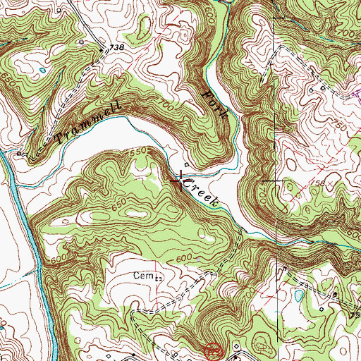 Topographic Map of North Fork Trammell Creek, KY