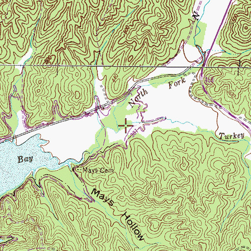 Topographic Map of North Fork Turkey Creek, KY