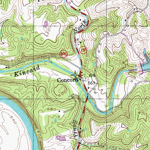 Topographic Map of North Little Kincaid Creek, KY