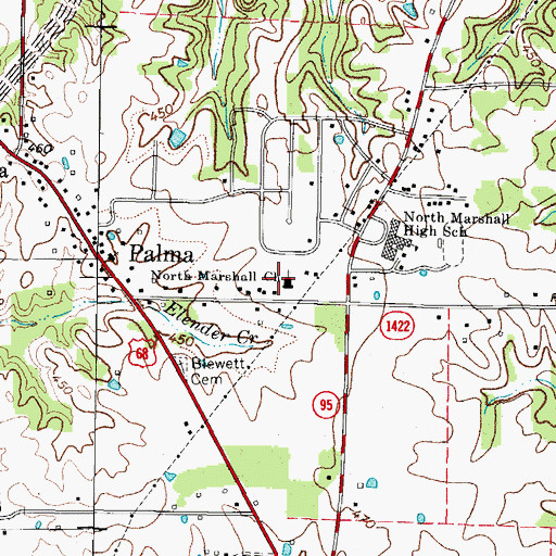 Topographic Map of North Marshall Church of Christ, KY