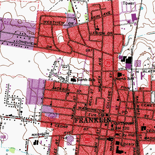Topographic Map of North School, KY